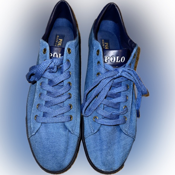 Blue POLO Ralph Lauren Canvas Sneakers Sz 15 - Picture 1 of 4